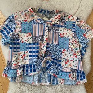 Vintage faux patchwork blouse